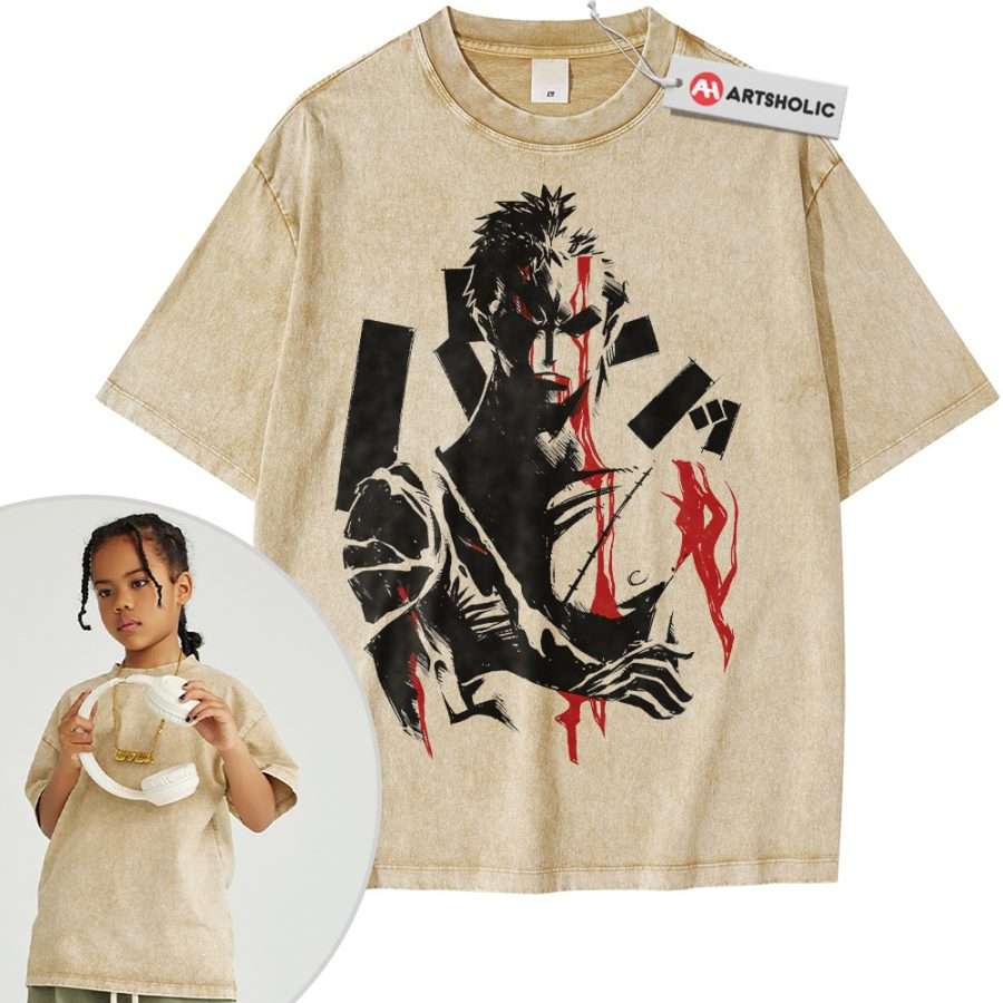 Alternative view of Roronoa Zoro Shirt For Kids, One Piece Shirt For Kids, Anime Shirt For Kids, Vintage Tee For Kids