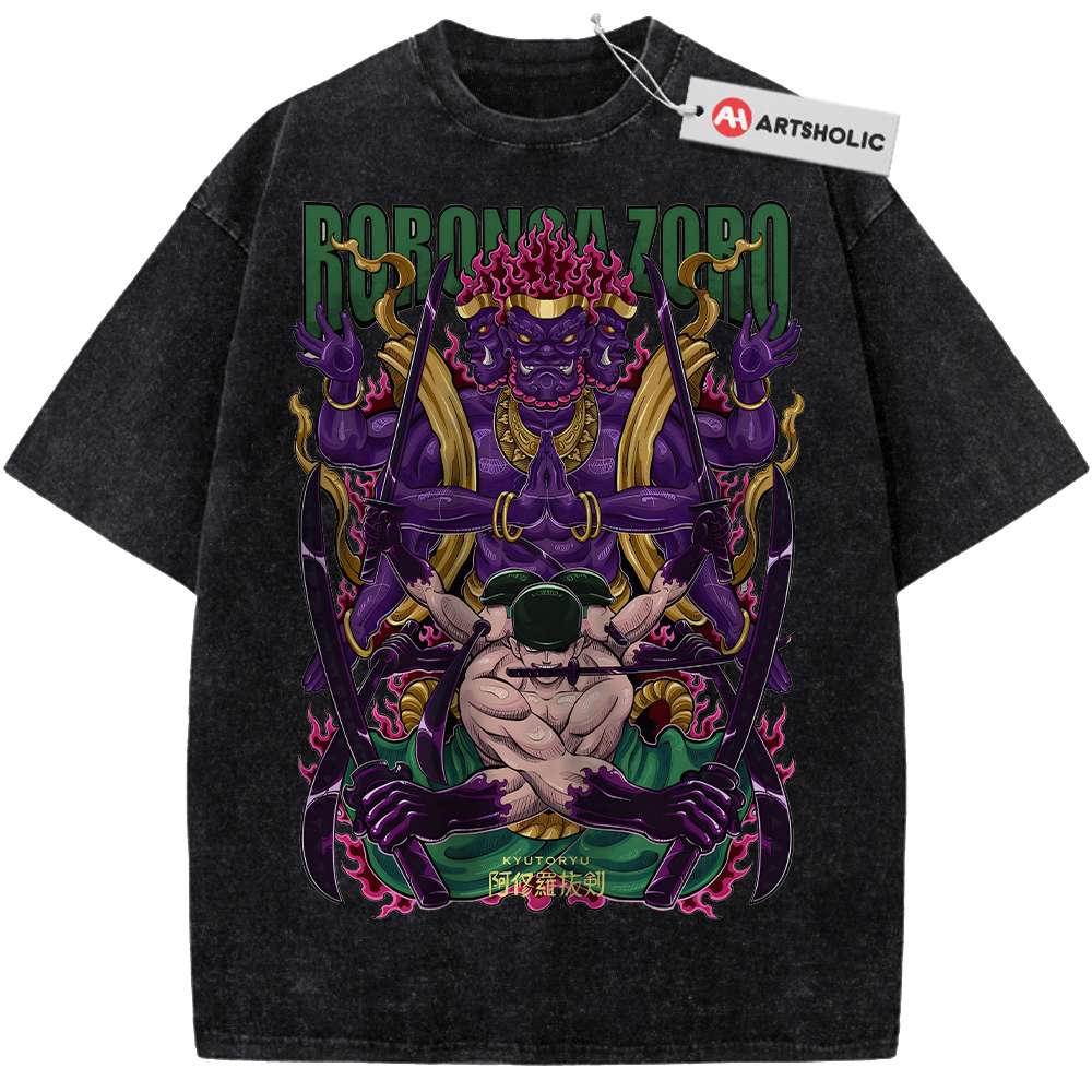 Alternative view of Roronoa Zoro Shirt, One Piece Shirt, Anime Shirt, Vintage Tee