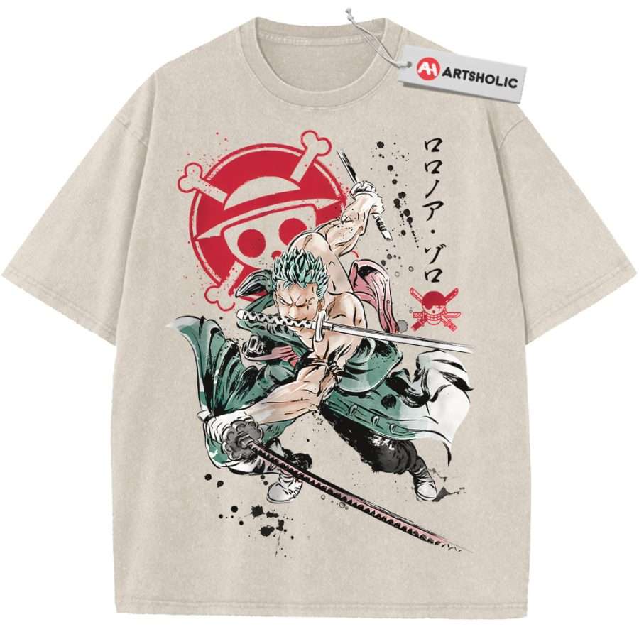 Alternative view of Roronoa Zoro Shirt, One Piece Shirt, Anime Shirt, Vintage Tee