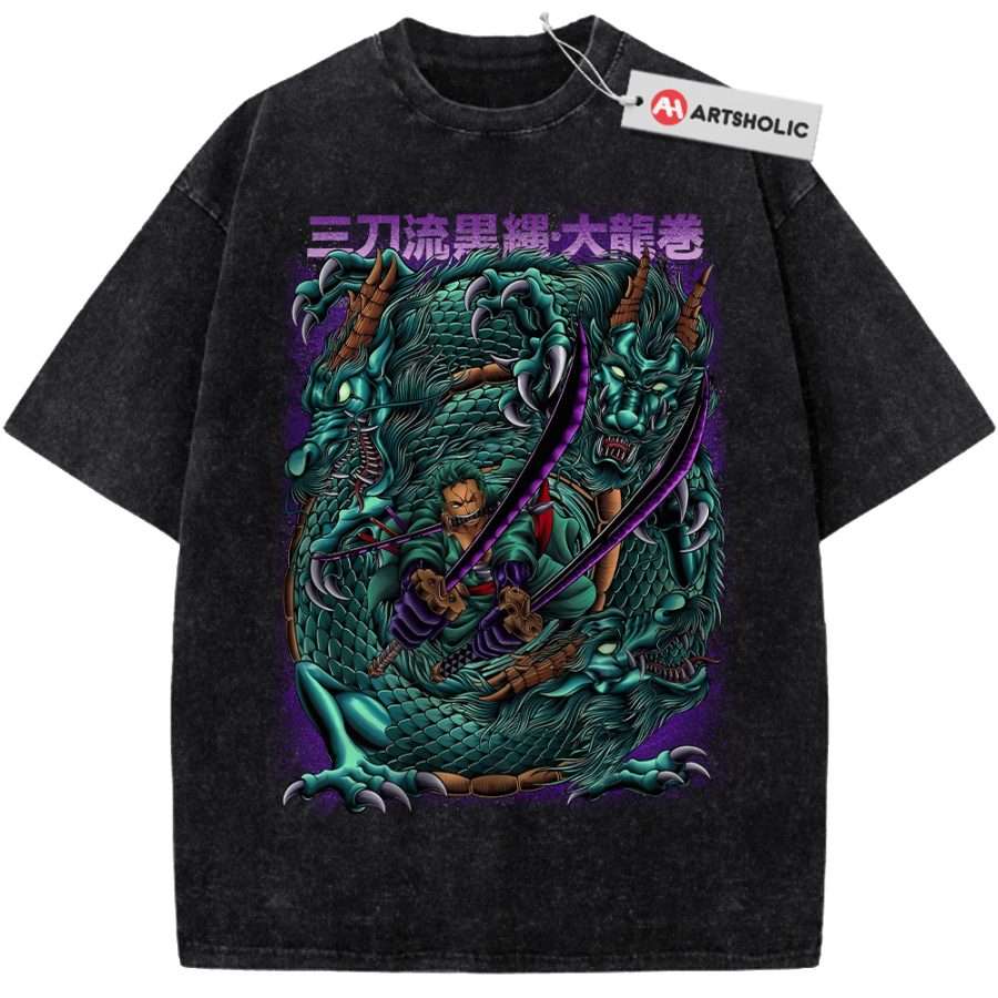 Alternative view of Roronoa Zoro Shirt, One Piece Shirt, Anime Shirt, Vintage Tee