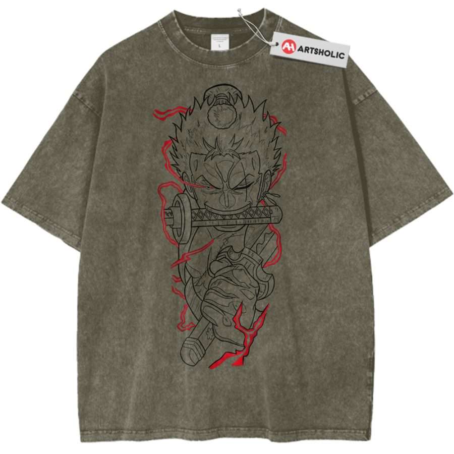 Alternative view of Roronoa Zoro Shirt, One Piece Shirt, Anime Shirt, Vintage Tee
