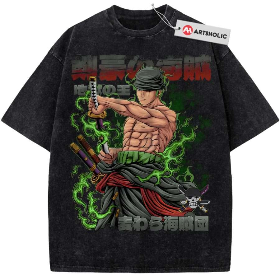 Alternative view of Roronoa Zoro Shirt, One Piece Shirt, Anime Shirt, Vintage Tee