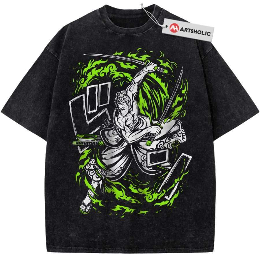 Alternative view of Roronoa Zoro Shirt, One Piece Shirt, Anime Shirt, Vintage Tee