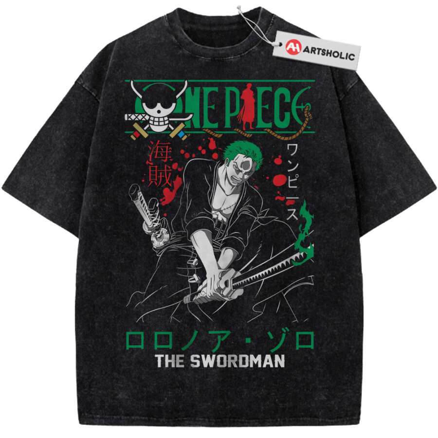 Alternative view of Roronoa Zoro Shirt, One Piece Shirt, Anime Shirt, Vintage Tee