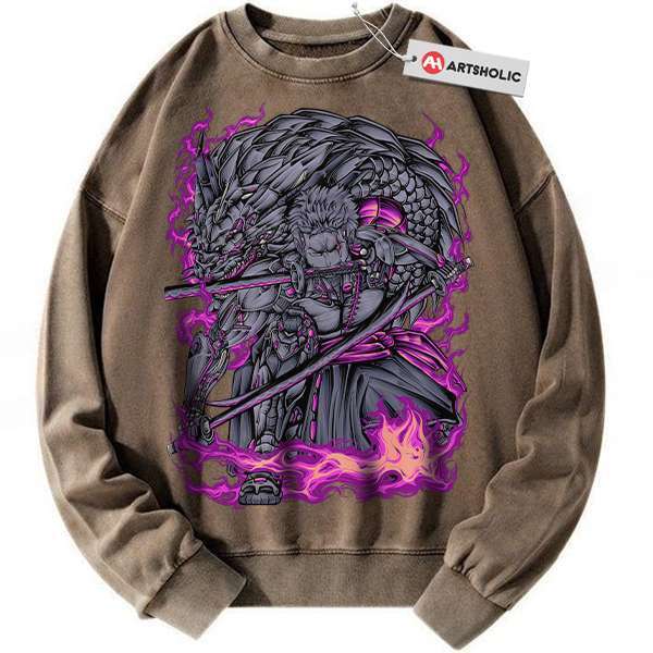 Alternative view of Roronoa Zoro Sweatshirt, One Piece Sweatshirt, Anime Sweatshirt, Vintage Sweater