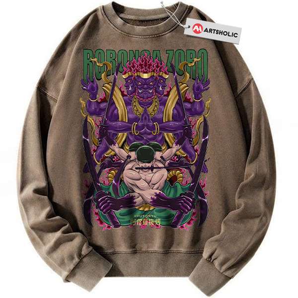 Alternative view of Roronoa Zoro Sweatshirt, One Piece Sweatshirt, Anime Sweatshirt, Vintage Sweater