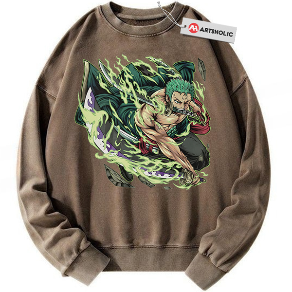 Alternative view of Roronoa Zoro Sweatshirt, One Piece Sweatshirt, Anime Sweatshirt, Vintage Sweater