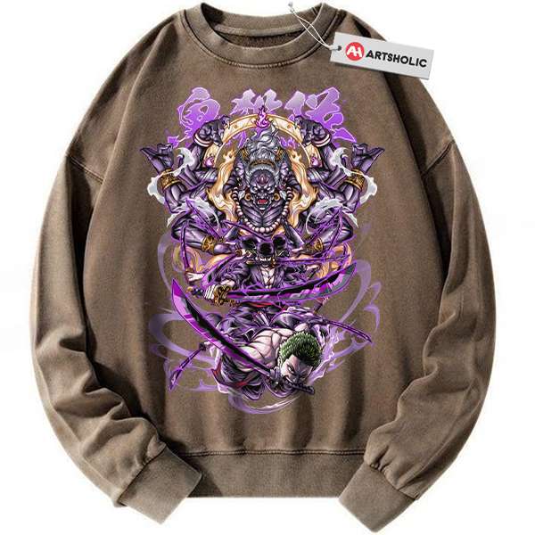 Alternative view of Roronoa Zoro Sweatshirt, One Piece Sweatshirt, Anime Sweatshirt, Vintage Sweater