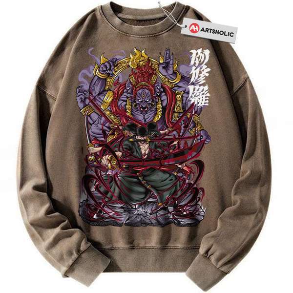 Alternative view of Roronoa Zoro Sweatshirt, One Piece Sweatshirt, Anime Sweatshirt, Vintage Sweater