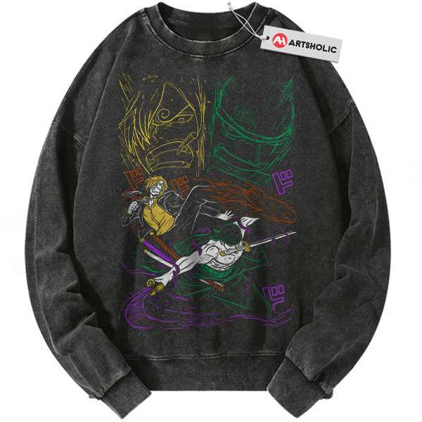 Roronoa Zoro Sweatshirt, Vinsmoke Sanji Sweatshirt, One Piece Sweatshirt, Anime Sweatshirt, Vintage Sweater