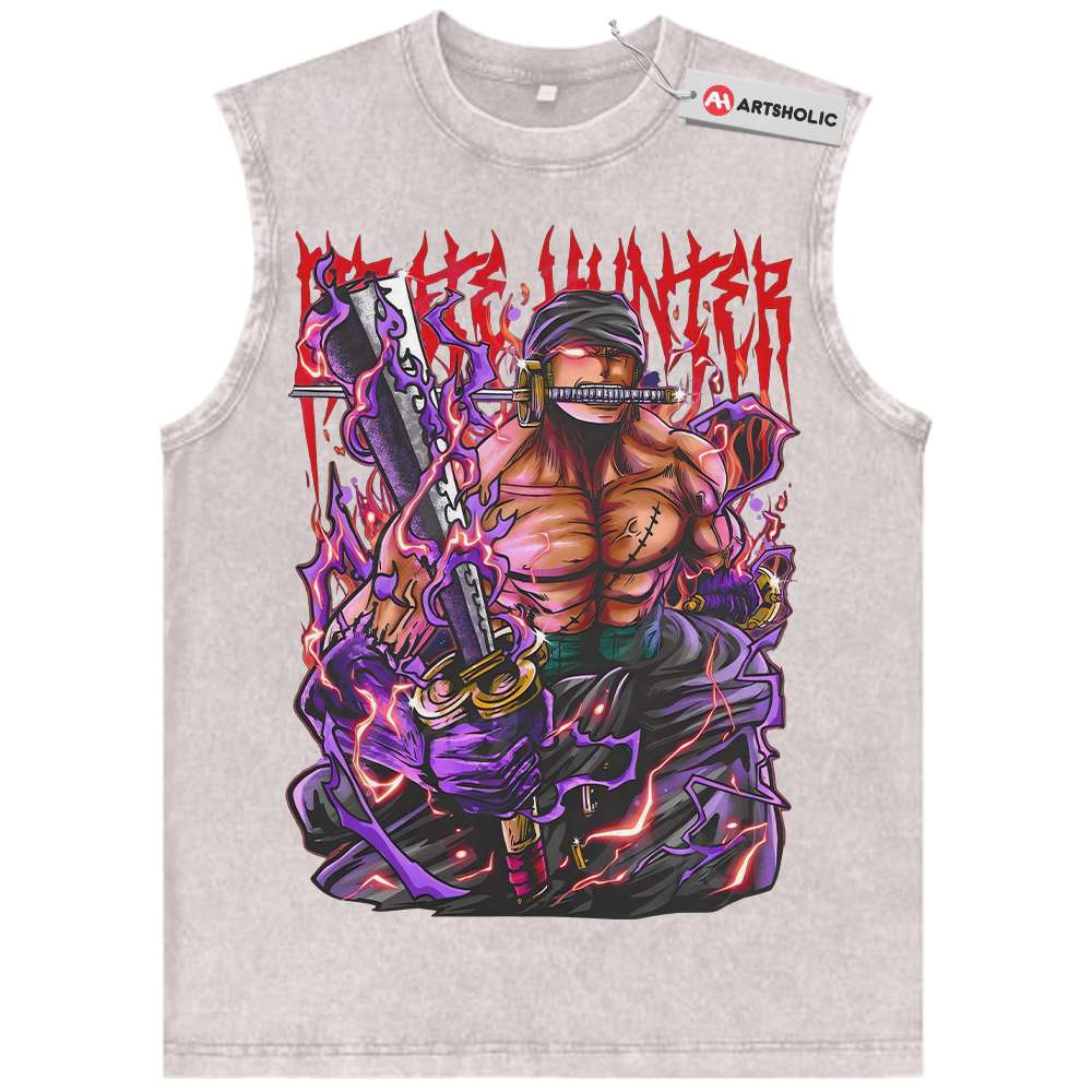 Alternative view of Roronoa Zoro Tank Top, One Piece Tank Top, Anime Tank Top, Vintage Tank Top