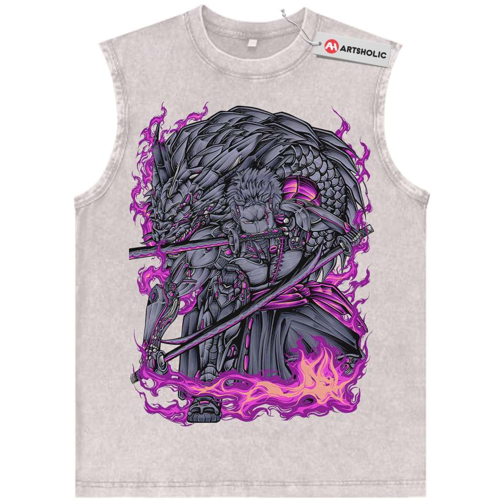 Alternative view of Roronoa Zoro Tank Top, One Piece Tank Top, Anime Tank Top, Vintage Tank Top
