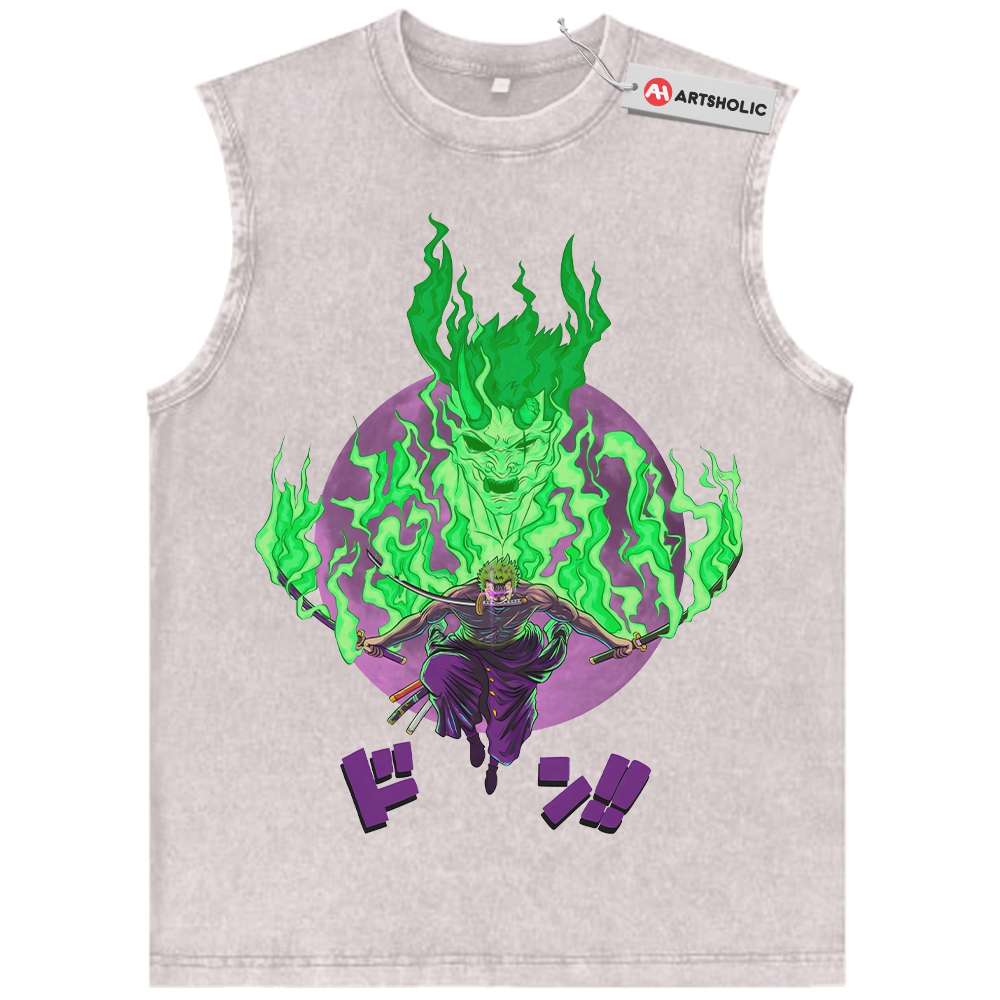 Alternative view of Roronoa Zoro Tank Top, One Piece Tank Top, Anime Tank Top, Vintage Tank Top
