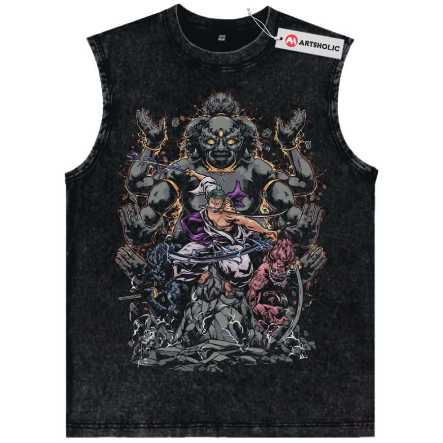 Alternative view of Roronoa Zoro Tank Top, One Piece Tank Top, Anime Tank Top, Vintage Tank Top