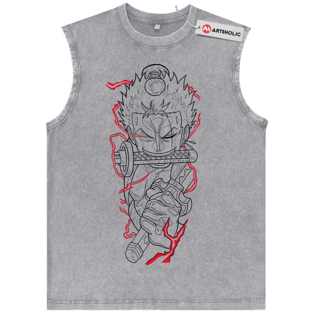 Alternative view of Roronoa Zoro Tank Top, One Piece Tank Top, Anime Tank Top, Vintage Tank Top