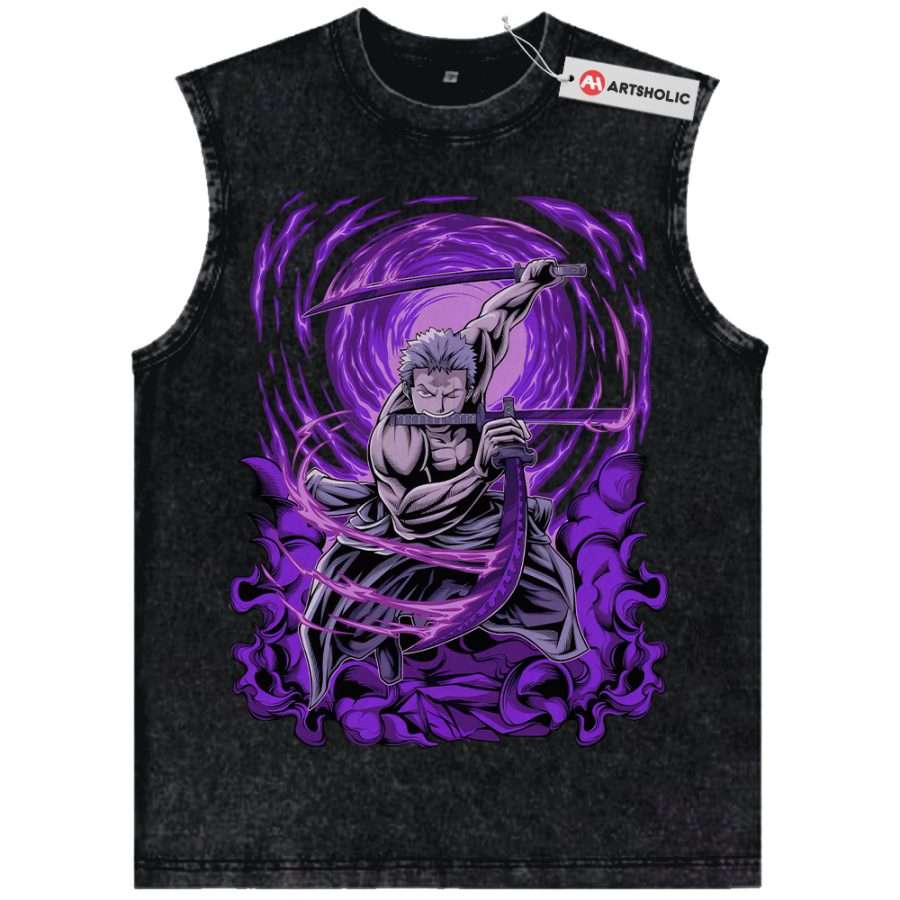 Alternative view of Roronoa Zoro Tank Top, One Piece Tank Top, Anime Tank Top, Vintage Tank Top