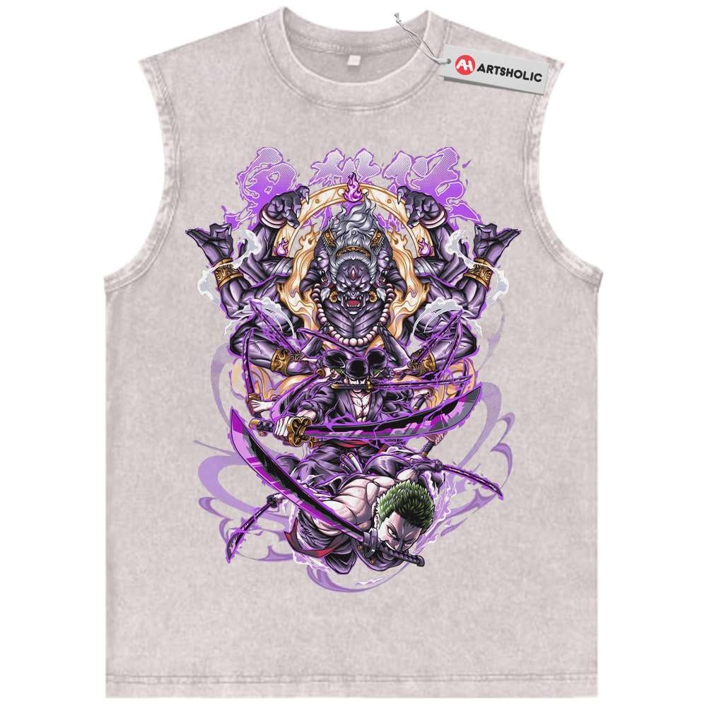 Alternative view of Roronoa Zoro Tank Top, One Piece Tank Top, Anime Tank Top, Vintage Tank Top