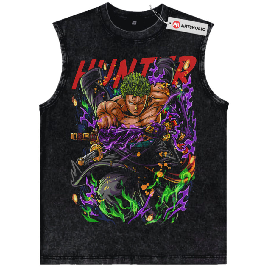 Alternative view of Roronoa Zoro Tank Top, One Piece Tank Top, Anime Tank Top, Vintage Tank Top