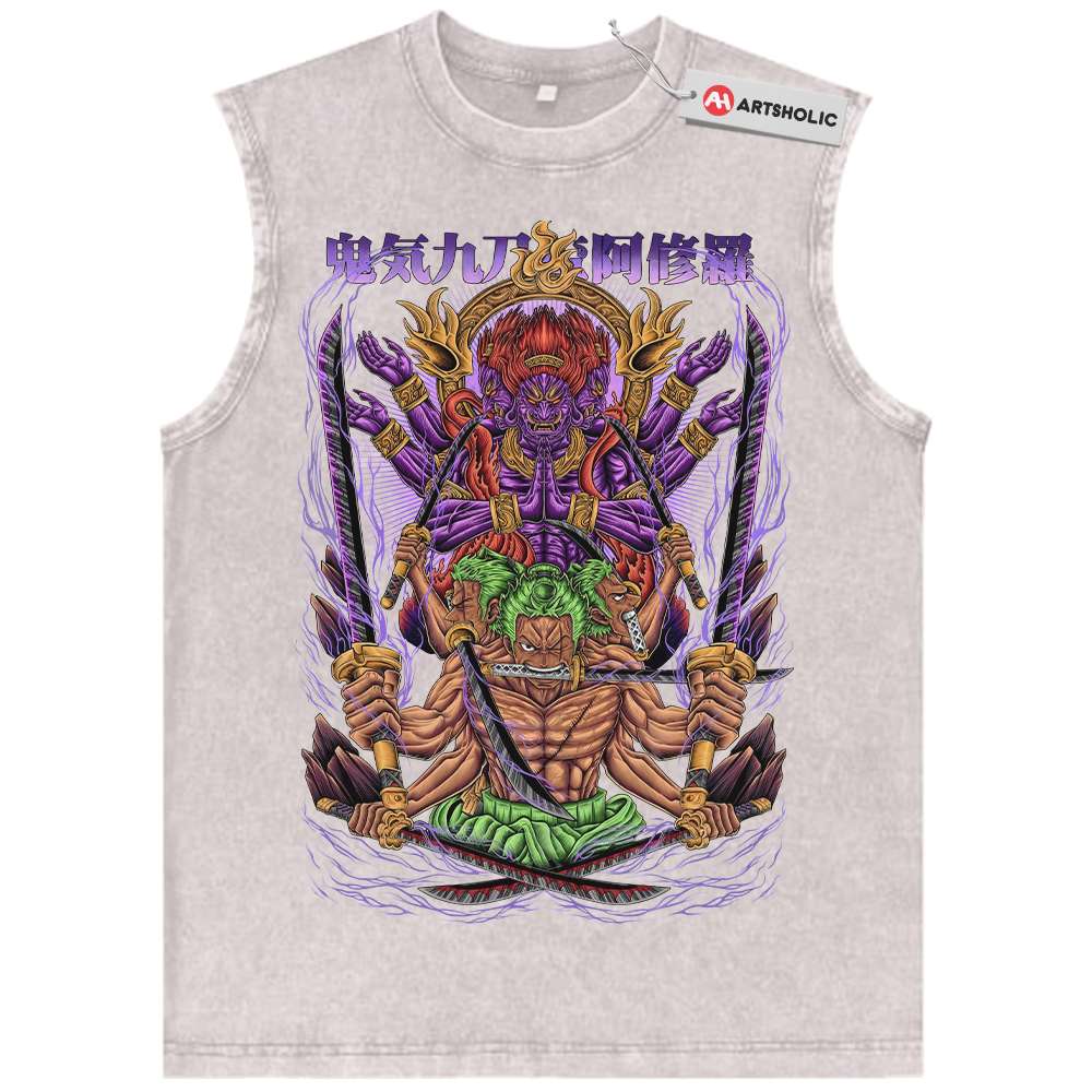 Alternative view of Roronoa Zoro Tank Top, One Piece Tank Top, Anime Tank Top, Vintage Tank Top