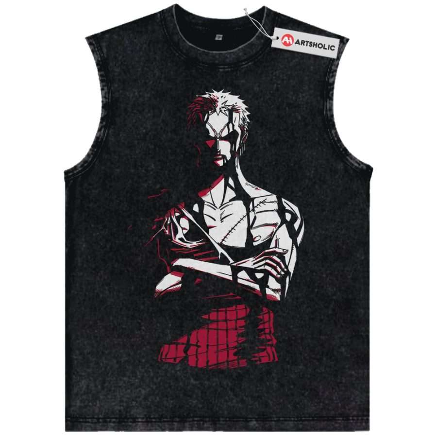 Alternative view of Roronoa Zoro Tank Top, One Piece Tank Top, Anime Tank Top, Vintage Tank Top