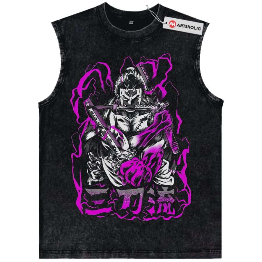 Alternative view of Roronoa Zoro Tank Top, One Piece Tank Top, Anime Tank Top, Vintage Tank Top