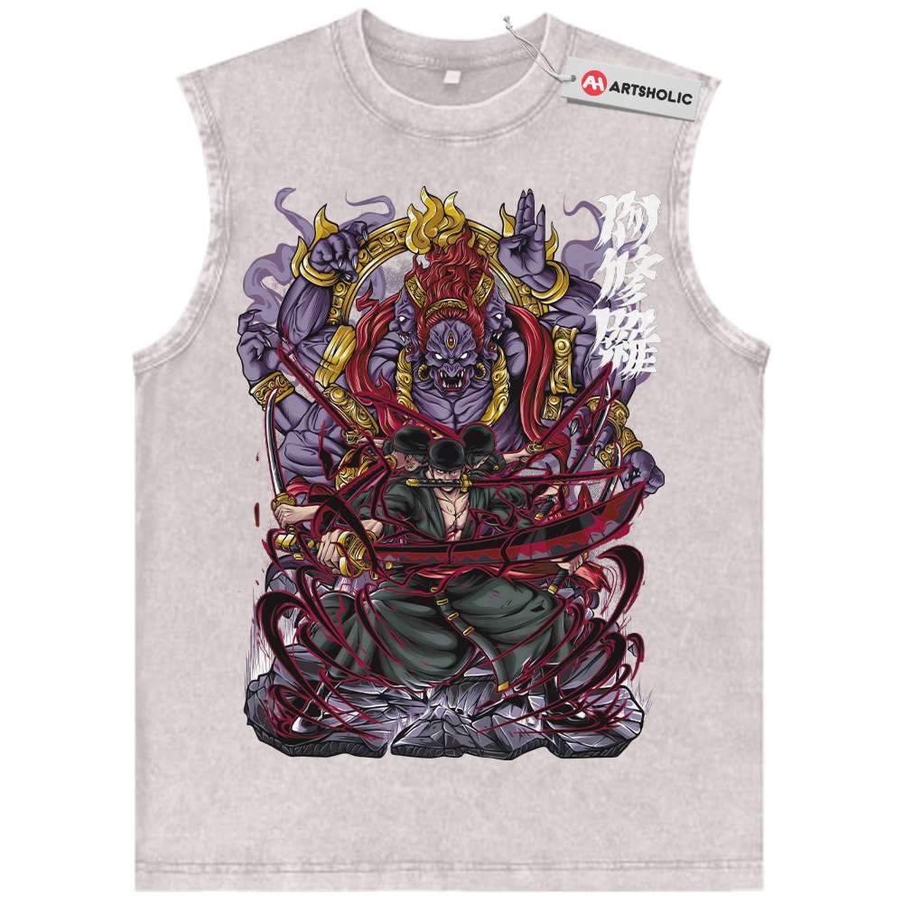 Alternative view of Roronoa Zoro Tank Top, One Piece Tank Top, Anime Tank Top, Vintage Tank Top