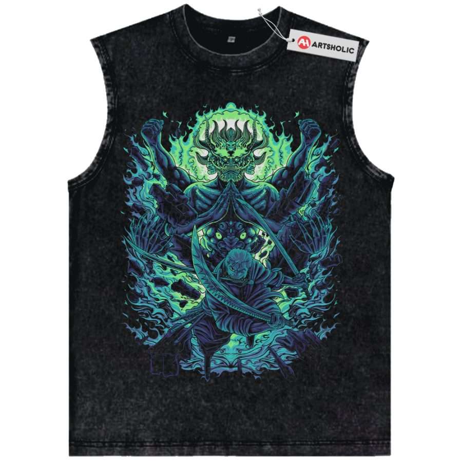 Alternative view of Roronoa Zoro Tank Top, One Piece Tank Top, Anime Tank Top, Vintage Tank Top