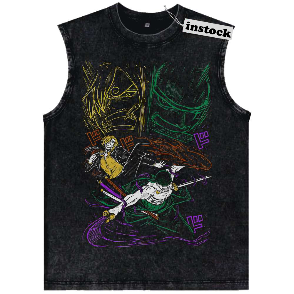 Roronoa Zoro Tank Top, Vinsmoke Sanji Tank Top, One Piece Tank Top, Anime Tank Top, Vintage Tank Top