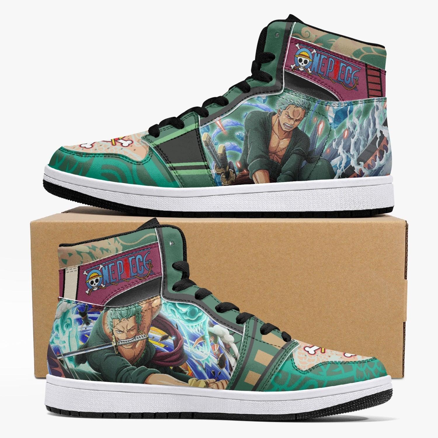 Roronoa Zoro Timeskip One Piece Custom Sneaker Mid 1 Basketball Shoes - Otaku Hall