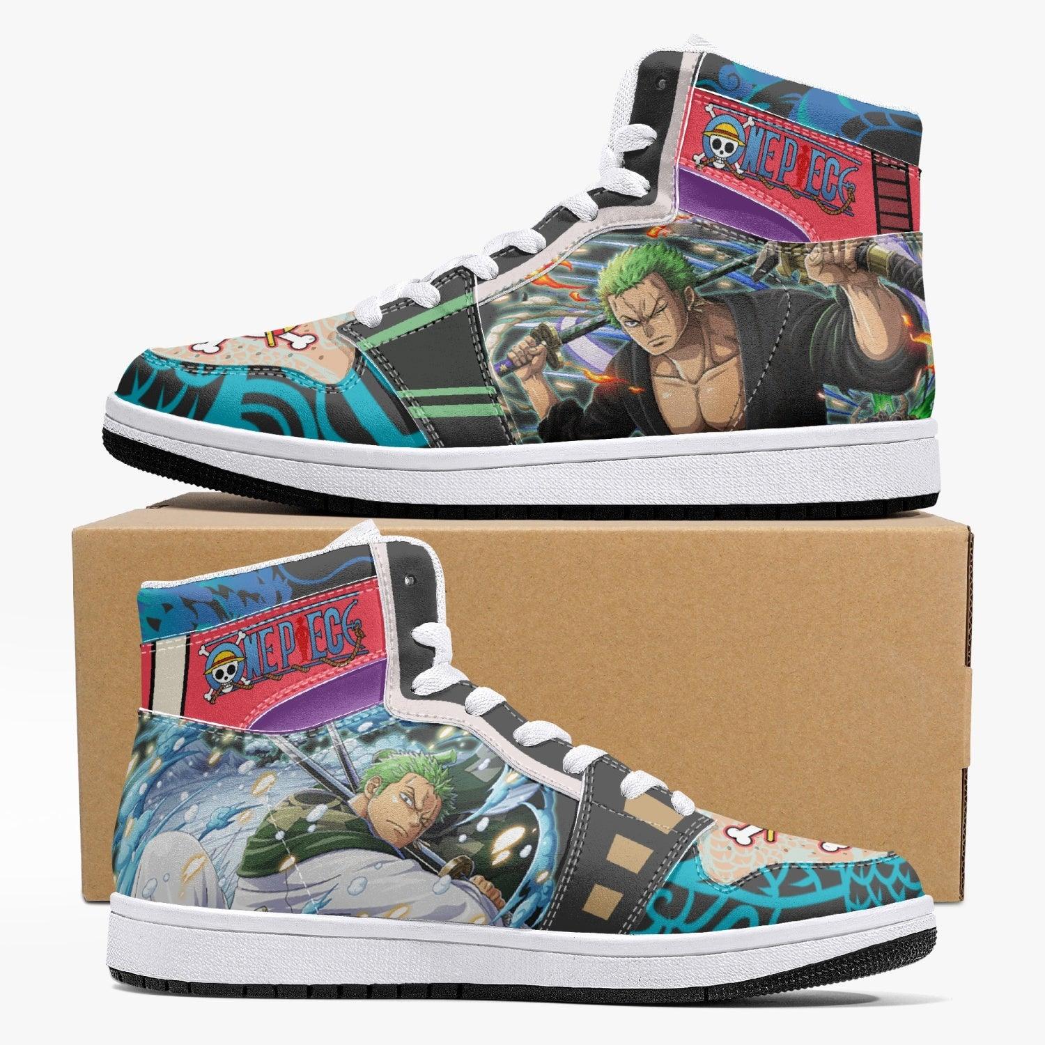 Roronoa Zoro Wano One Piece Custom Sneaker Mid 1 Basketball Shoes - Otaku Hall