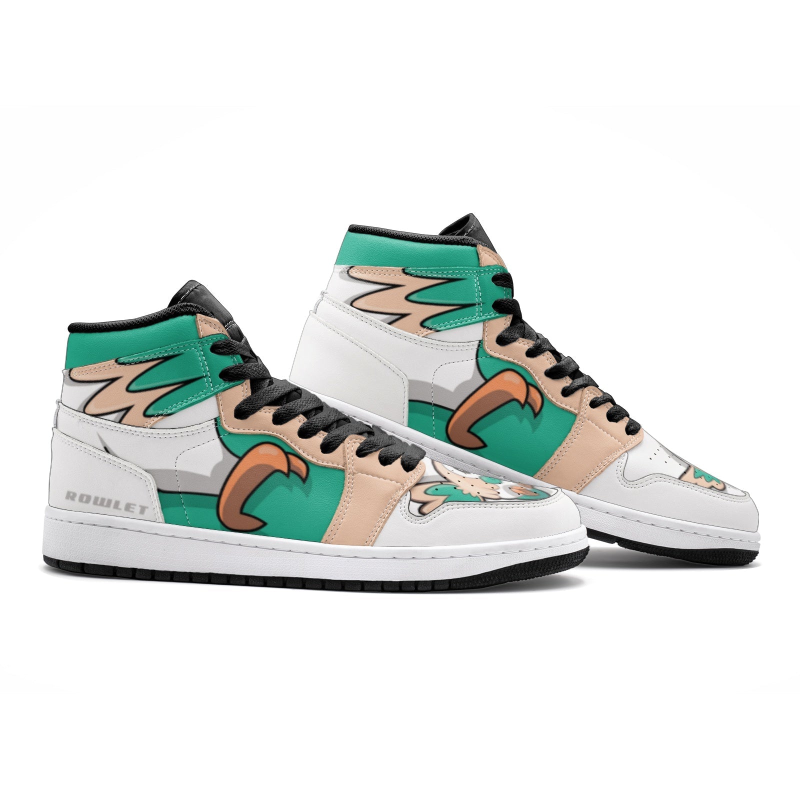 Alternative view of Rowlet Pokemon Custom Sneaker Mid 1 Basketball Shoes - Otaku Hall