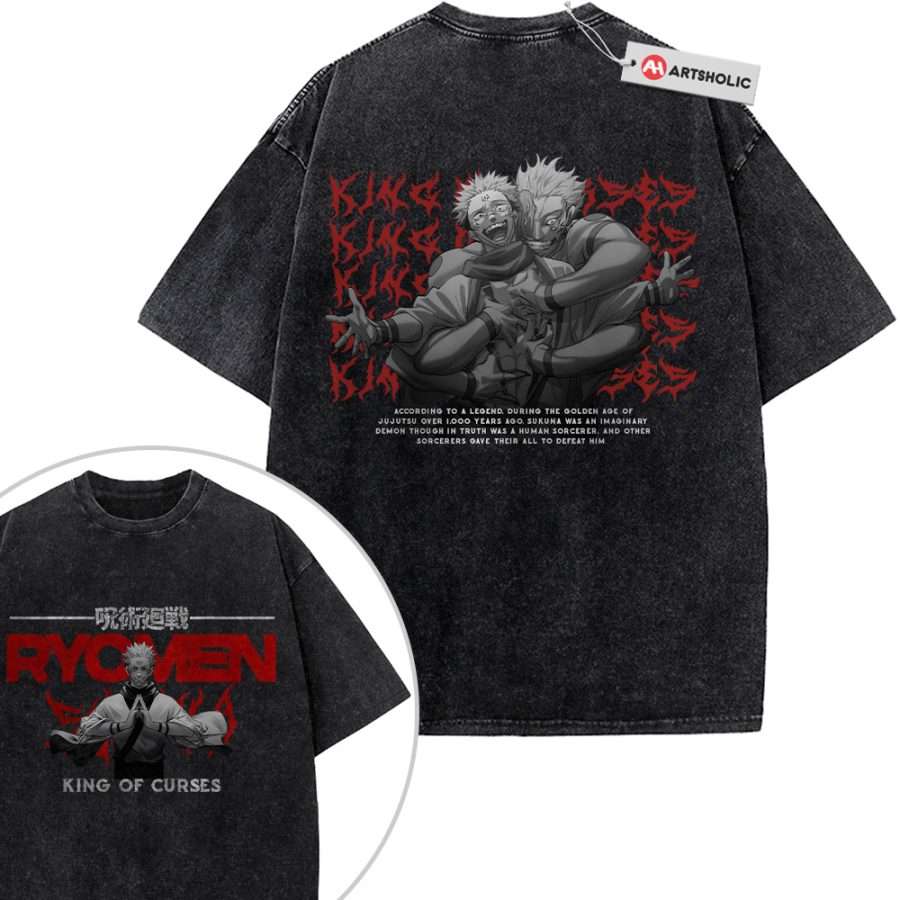 Alternative view of Ryomen Sukuna Shirt, Jujutsu Kaisen Shirt, Anime Shirt, Vintage T-Shirt 2-Sided