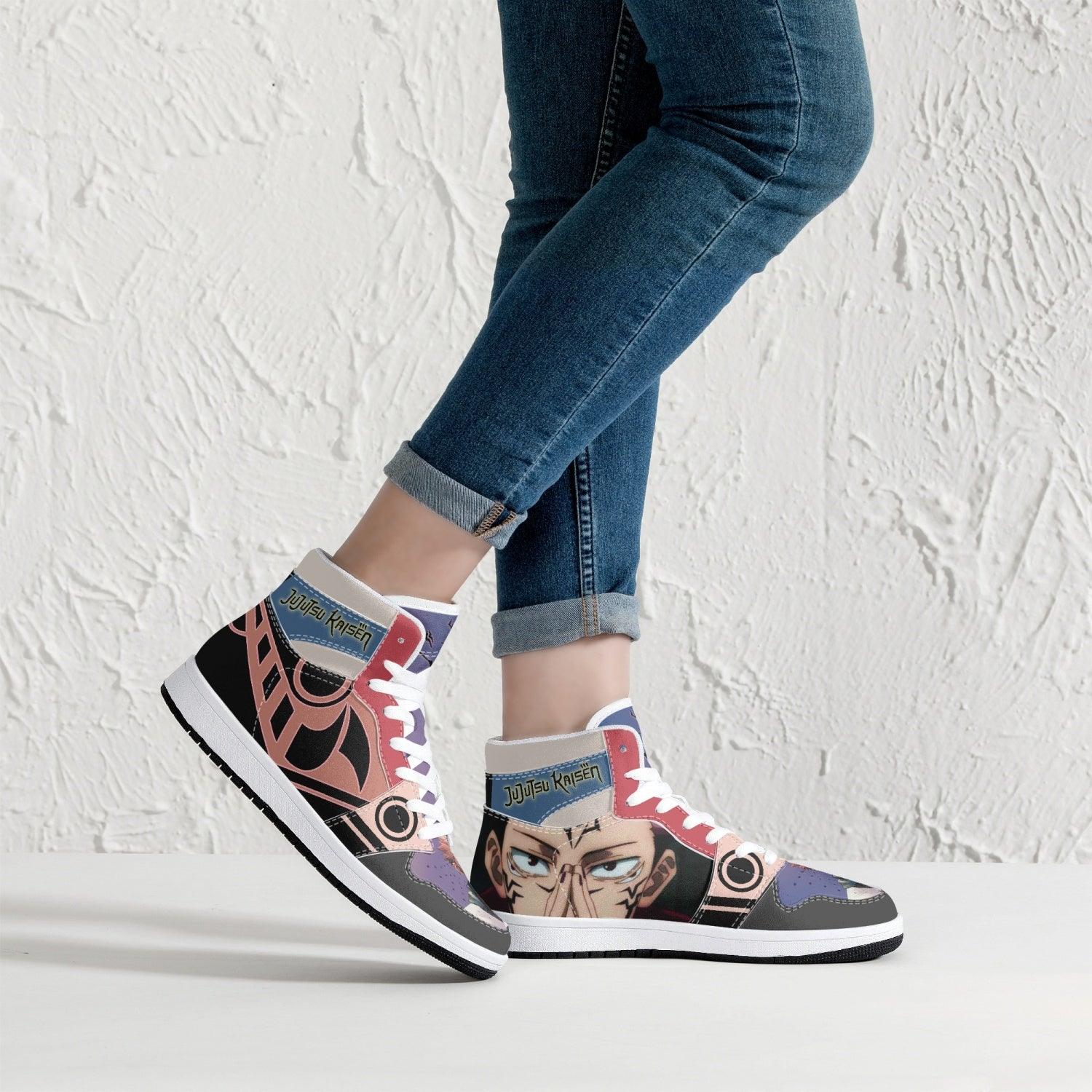 Alternative view of Ryomen Sukuna Sorcery Fight Custom Sneaker Mid 1 Basketball Shoes - Otaku Hall