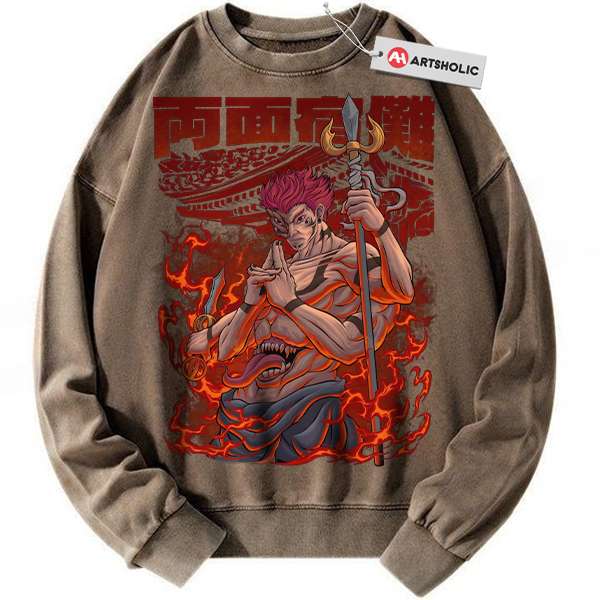 Alternative view of Ryomen Sukuna Sweatshirt, Jujutsu Kaisen Sweatshirt, Anime Sweatshirt, Vintage Sweatshirt
