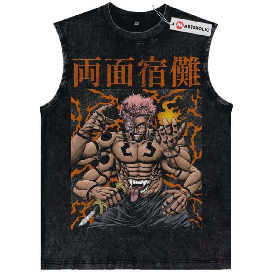 Alternative view of Ryomen Sukuna Tank Top, Jujutsu Kaisen Tank Top, Anime Tank Top, Vintage Tank Top