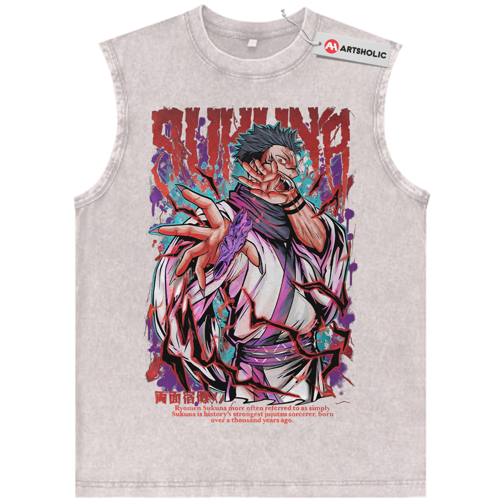 Alternative view of Ryomen Sukuna Tank Top, Jujutsu Kaisen Tank Top, Anime Tank Top, Vintage Tank Top