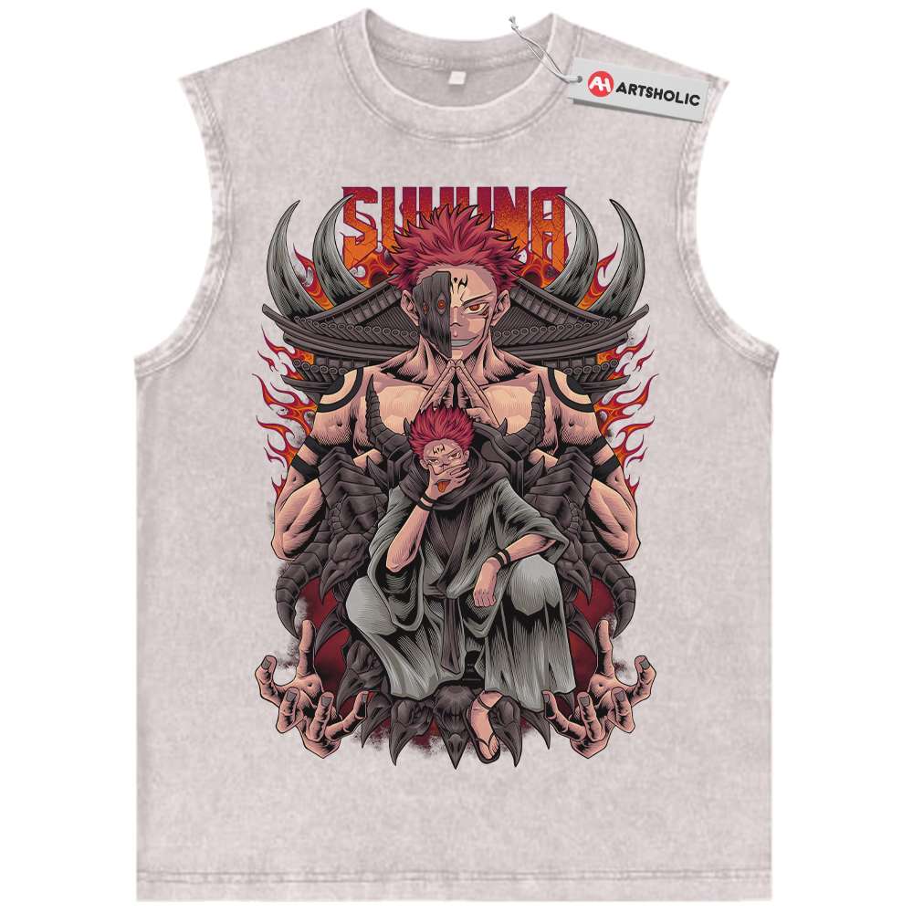 Alternative view of Ryomen Sukuna Tank Top, Jujutsu Kaisen Tank Top, Anime Tank Top, Vintage Tank Top