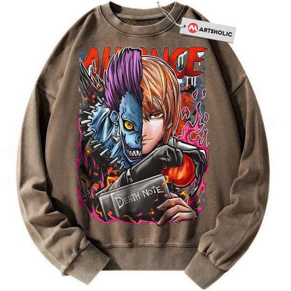 Alternative view of Ryuk Sweatshirt, Light Yagami Sweatshirt, Death Note Sweatshirt, Anime Sweatshirt, Vintage Sweater