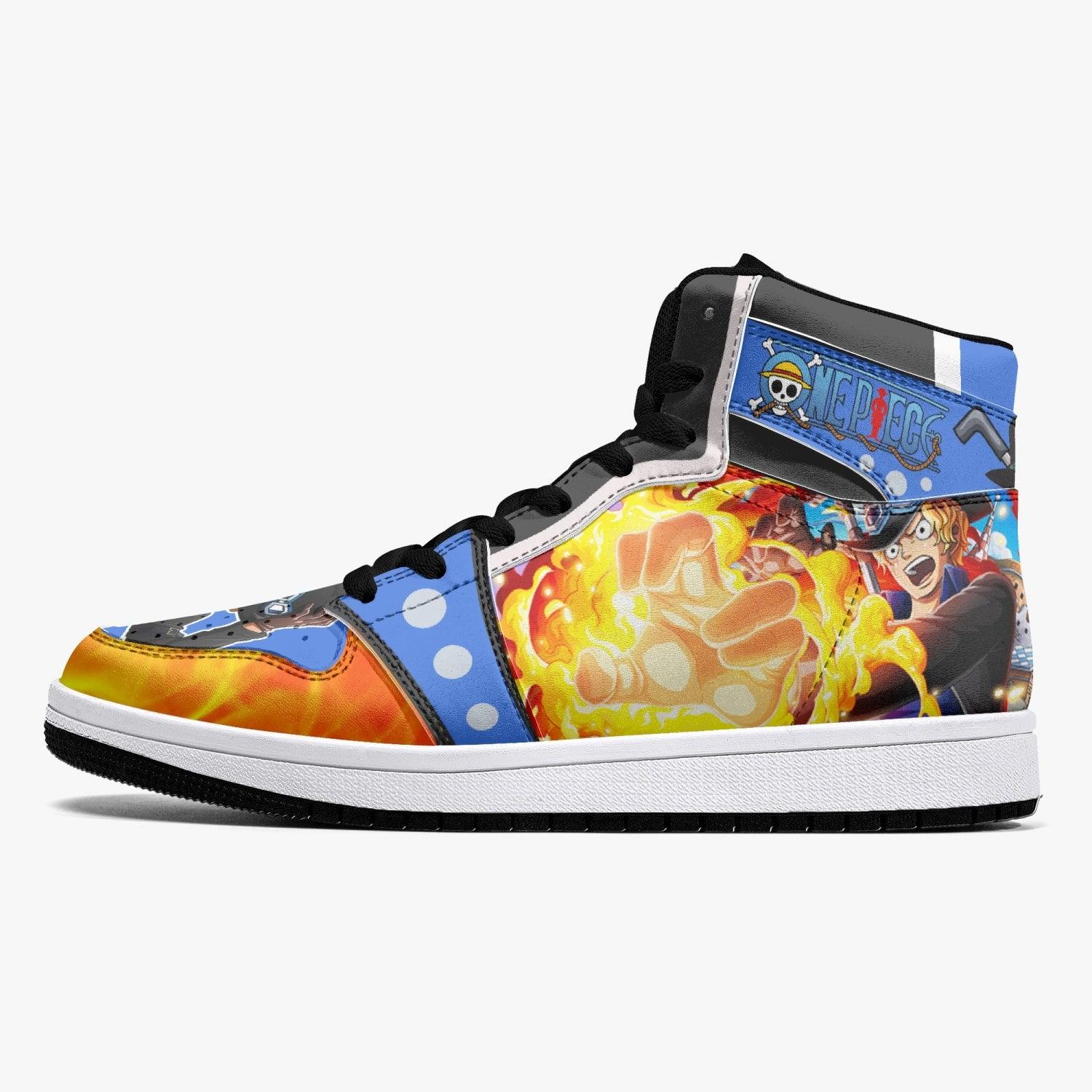 Alternative view of Sabo Fire Fist One Piece Custom Sneaker Mid 1 Basketball Shoes - Otaku Hall
