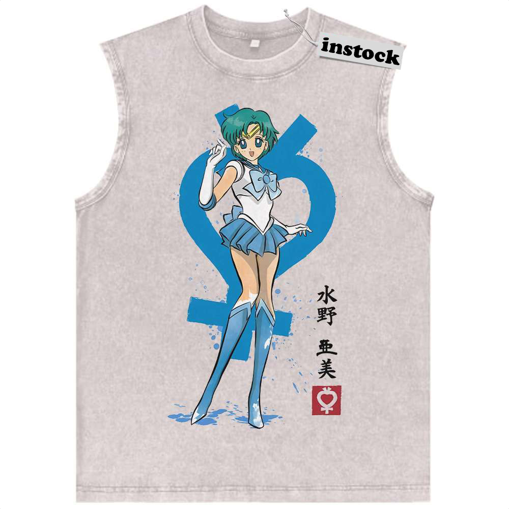 Sailor Mercury Tank Top, Sailor Moon Tank Top, Anime Tank Top,Vintage Tank Top