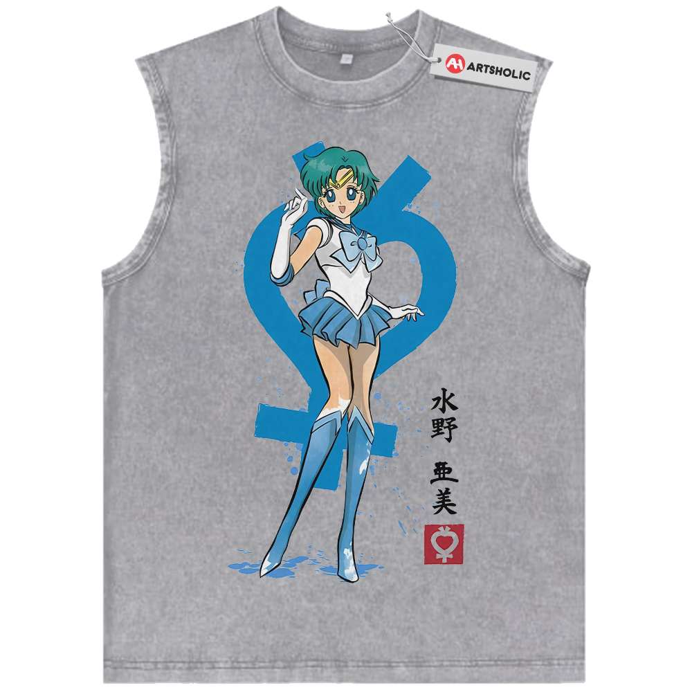 Alternative view of Sailor Mercury Tank Top, Sailor Moon Tank Top, Anime Tank Top,Vintage Tank Top