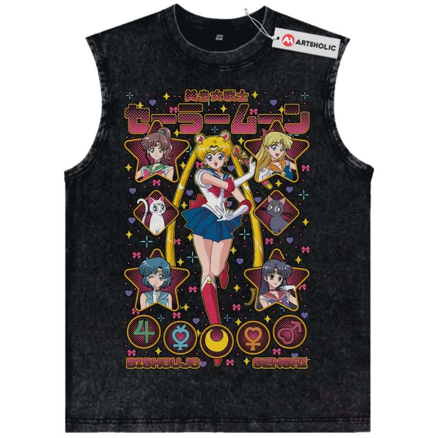 Alternative view of Sailor Moon Tank Top, Anime Tank Top, Vintage Tank Top
