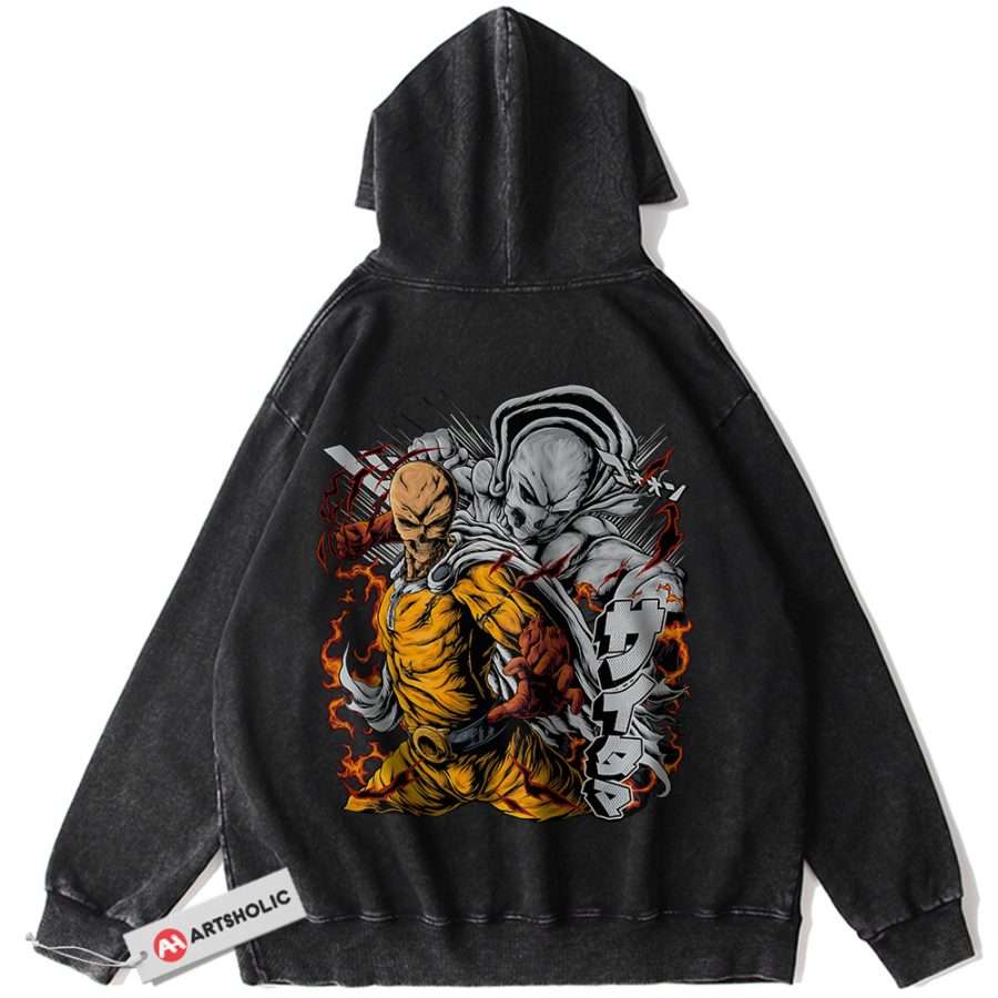 Alternative view of Saitama Hoodie, One Punch Man Hoodie, Anime Shirt, Vintage Hoodie