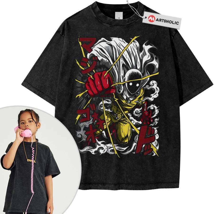 Alternative view of Saitama Shirt For Kids, One Punch Man Shirt For Kids, Anime Shirt For Kids, Vintage T-Shirt For Kids