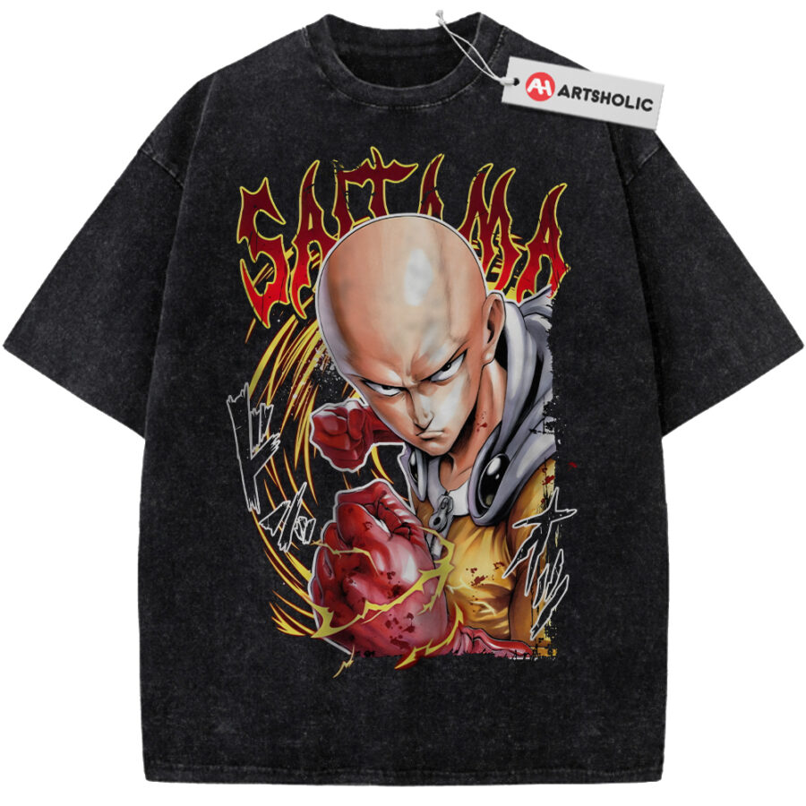 Alternative view of Saitama Shirt, One Punch Man Shirt, Anime Shirt, Vintage T-Shirt