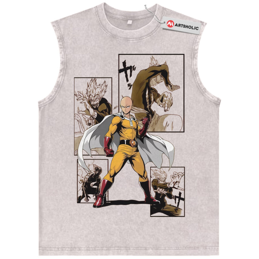 Alternative view of Saitama Tank Top, Garo Tank Top, One Punch Man Tank Top, Anime Tank Top, Vintage Tank Top