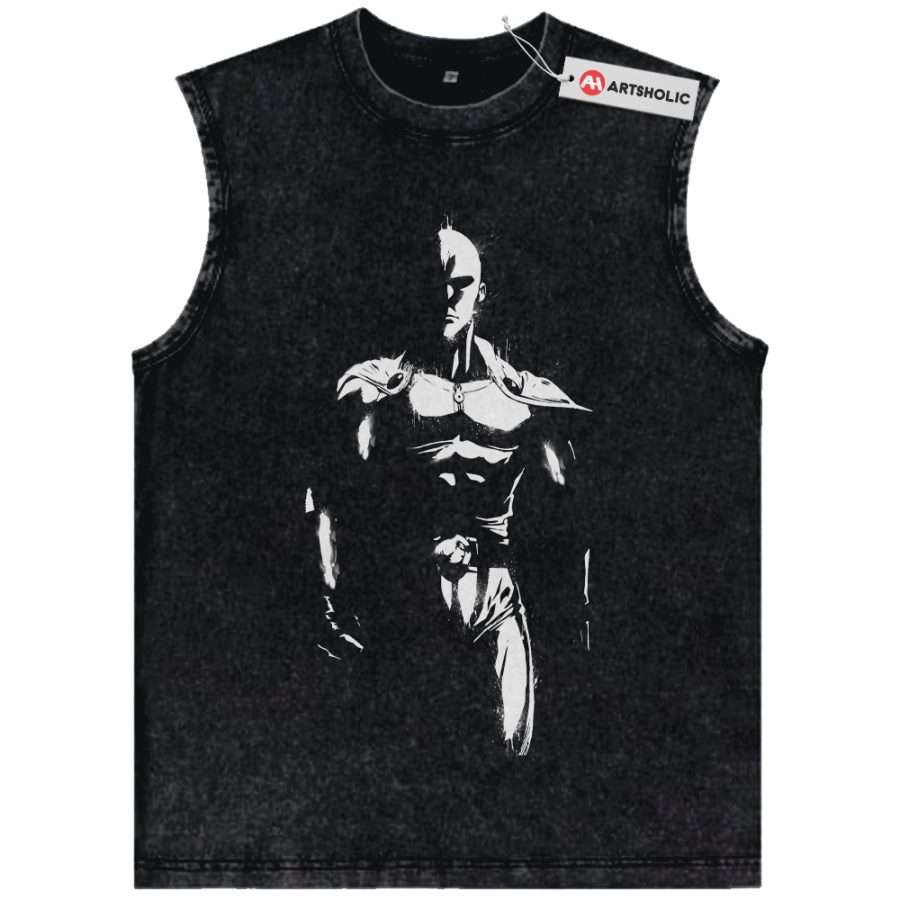 Alternative view of Saitama Tank Top, One Punch Man Tank Top, Anime Tank Top, Vintage Tank Top