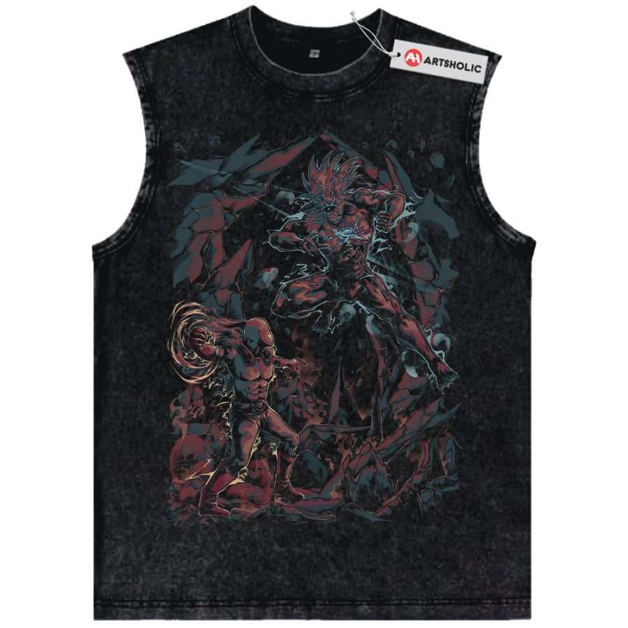 Alternative view of Saitama vs Boros Tank Top, One Punch Man Tank Top, Anime Tank Top, Vintage Tank Top