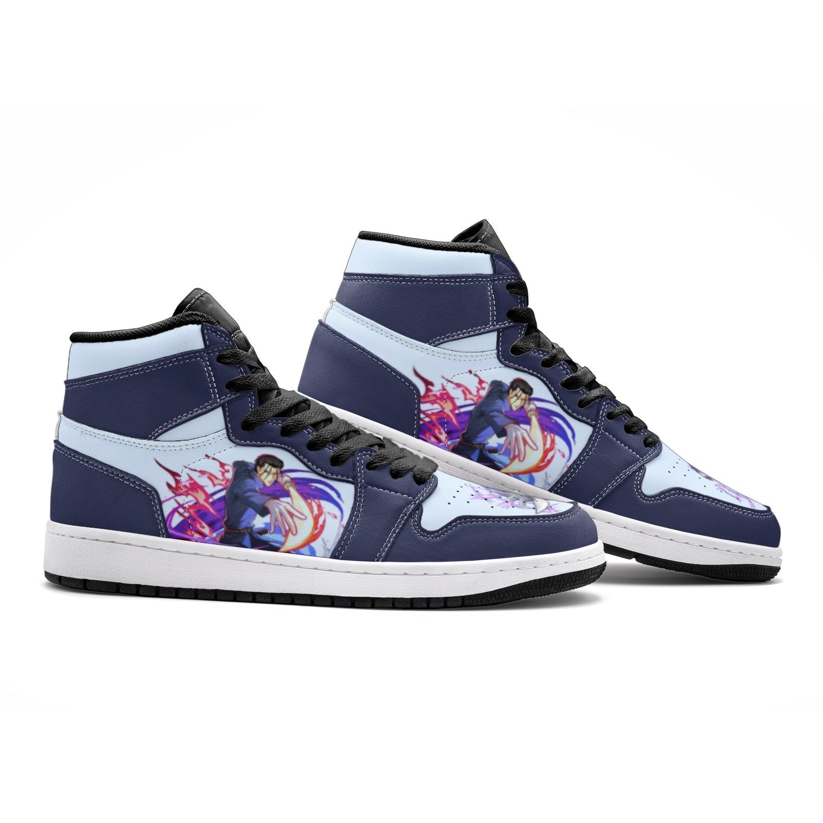 Alternative view of Saito Hajime Rurouni Kenshin Custom Sneaker Mid 1 Basketball Shoes - Otaku Hall