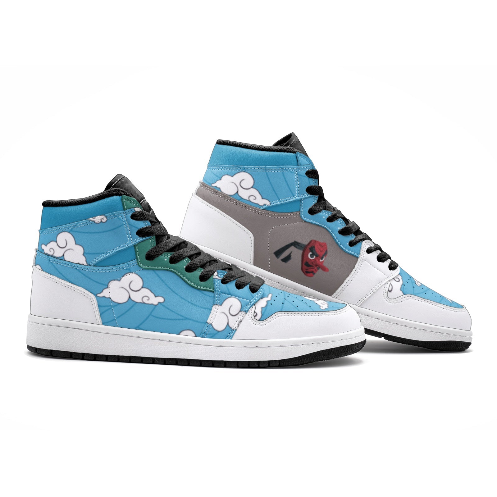 Alternative view of Sakonji Urokodaki Demon Slayer V2 Custom Sneaker Mid 1 Basketball Shoes - Otaku Hall